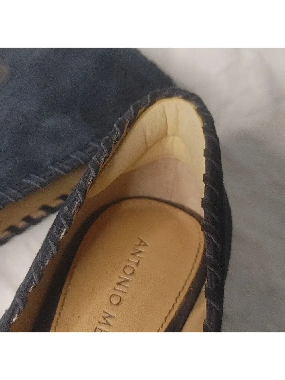 Antonio Melani Blue Suede Leather Peeptoe Platform Pumps sz 8 (heel pad)